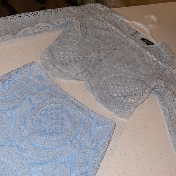 MissGuided Blue Lace Set - Picture 16 of 17